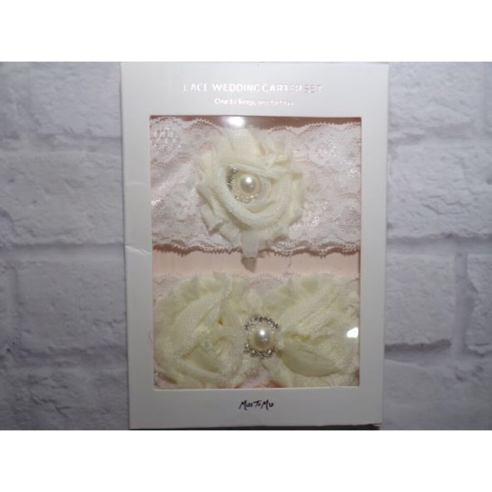 Miss To Mrs Lace Wedding Garter Set Ivory White Bride Bridal Keepsake New In Box
